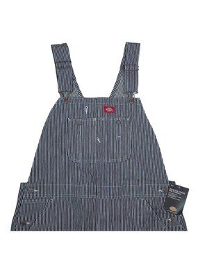 Dickies Hickory Stripe Bib Overalls 46X30 With Tool Pockets & Triple Stitching